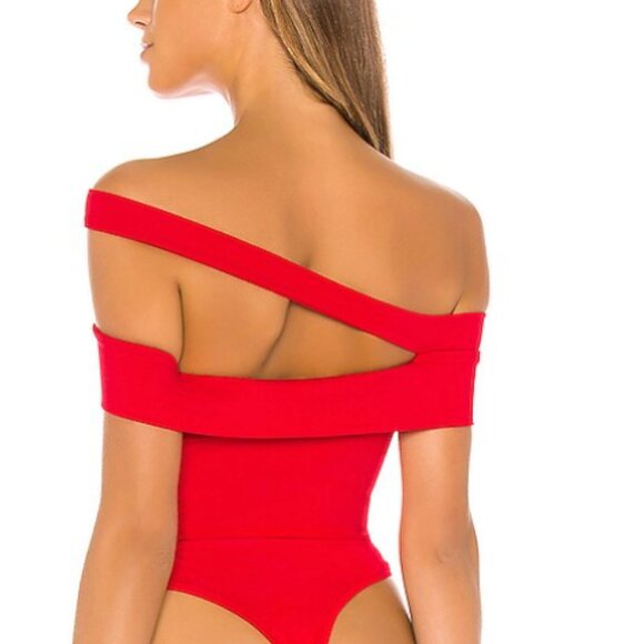 Superdown Linda Asymmetric Bodysuit Red Size XS - Picture 2 of 6